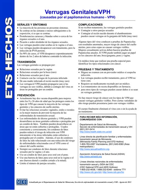 Std Fact Sheets Spanish Mn Dept Of Health