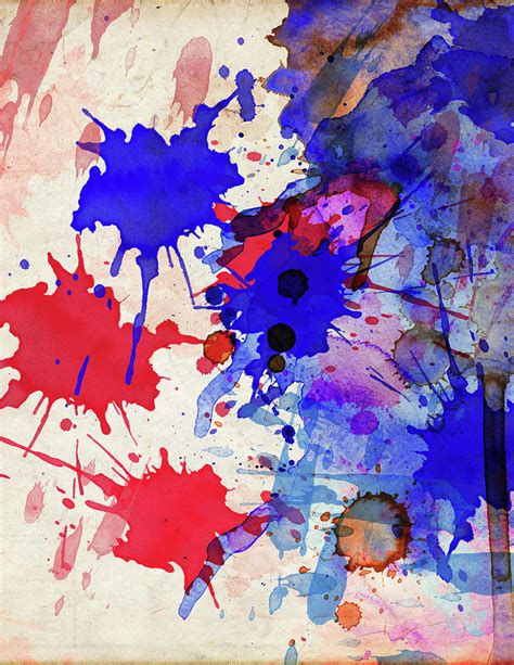 Blue And Red Color Splash Painting By Aloke Creative