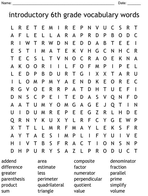 6th Grade Vocabulary 32 41 Word Search Wordmint