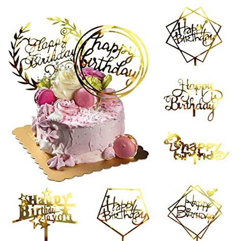 Cheap Cake Toppers 6 Pack Gold Birthday Cake Topper Set Double Sided