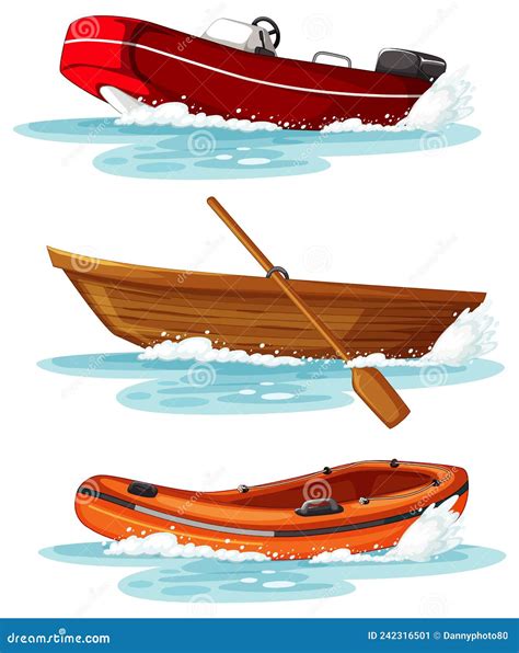 Set Of Different Kinds Of Boats And Ships Isolated Stock Vector