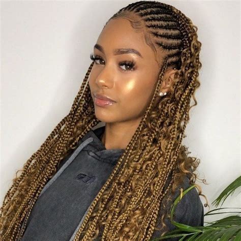 Half Cornrows With Curls 2021 Latest Braided Hairstyles Feed In