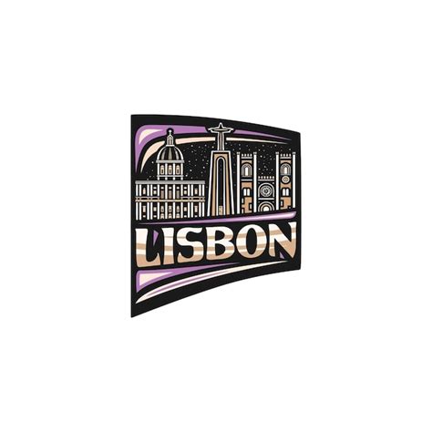 Premium Vector Lisbon Skyline Landmark Flag Sticker Emblem Badge Travel Souvenir Illustration