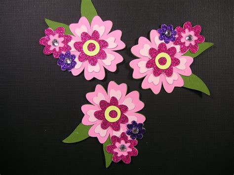 3 Handmade Scrapbook Flowers Scrapbook Embellishment Cards