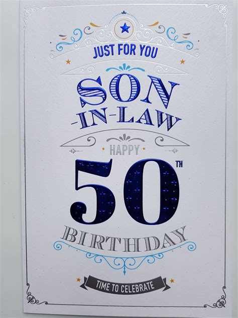 Just For You Son In Law On Your 50th Birthday Card Item Description