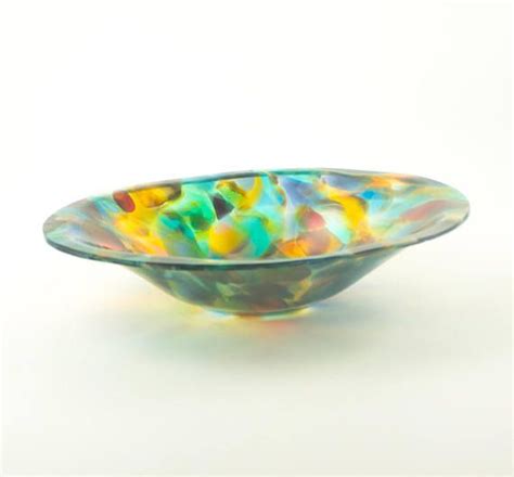 Handmade Glass Bowl Hand Blown Multi Colored Home Decor Etsy Handmade Glass Bowls Handmade