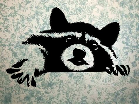 Raccoon Trying To Climb Out Funny Decal Sticker Great For Etsy