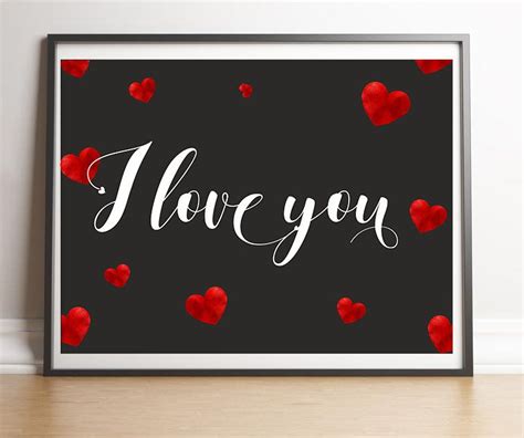 Black Background Print I Love You Wall Art Love Printable I Etsy