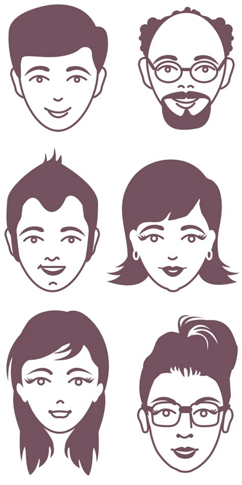 Male And Female Avatar Vector Faces Psd Graphicsfuel Line Art