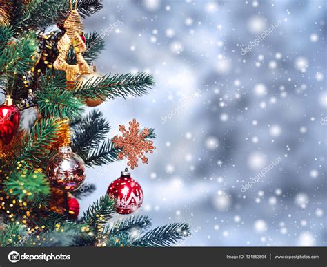 Christmas Tree Background And Christmas Decorations With