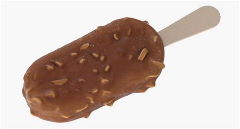 3d Ice Cream On A Stick With Brown Chocolate 02