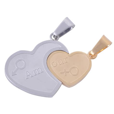 Classical 316l Stainless Steel Silver Gold Heart Shape Pendants