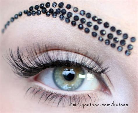 rhinestone eyebrows yes please gem makeup kiss makeup eyebrow makeup beauty makeup makeup