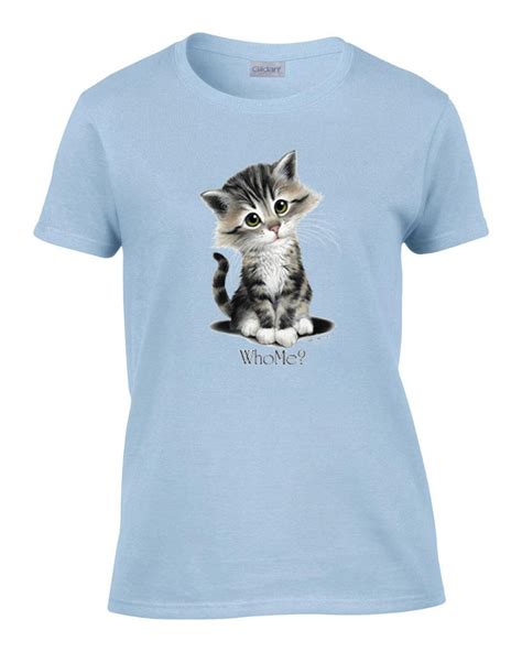 ladies cute funny who me kitty cat kitten women s t shirt tee ebay