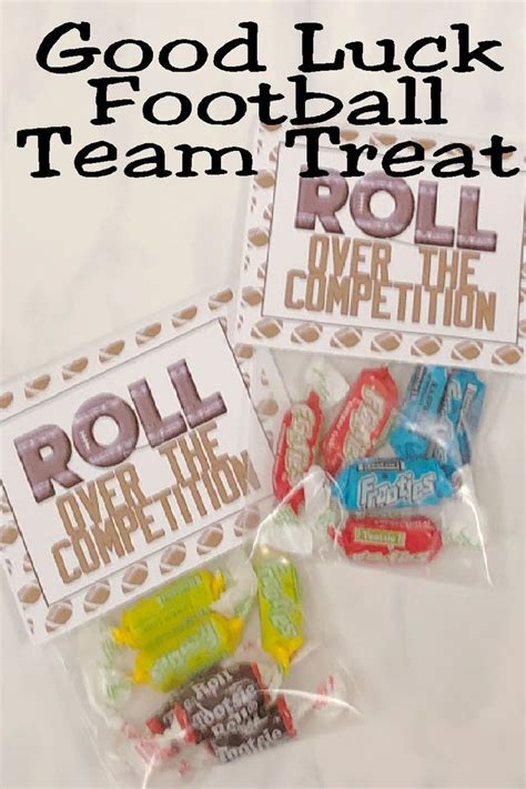Three Bags Of Good Luck Football Treats With The Words Roll Over The
