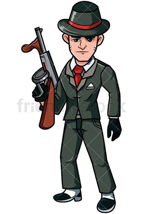 mobster holding a russian submachine gun vector cartoon clipart friendlystock