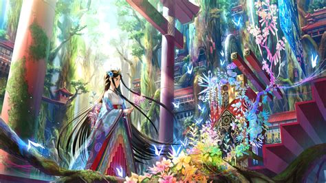 Wallpaper Sunlight Trees Landscape Forest Fantasy Girl Asian