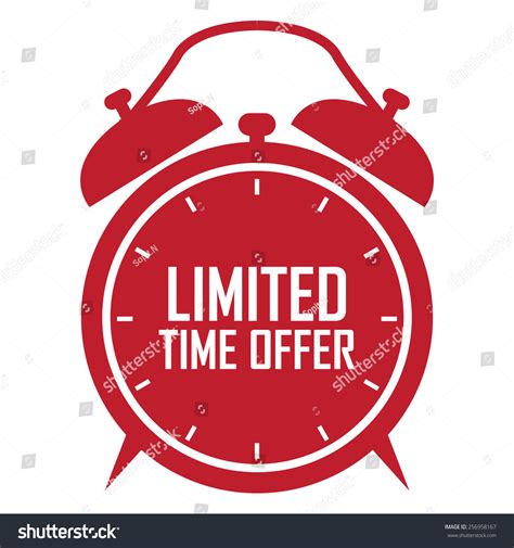 Red Limited Time Offer On Alarm Clock Sticker Badge Icon Stamp