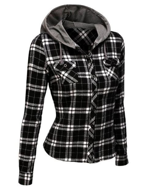 Online Hooded Flannel Shirt Womens