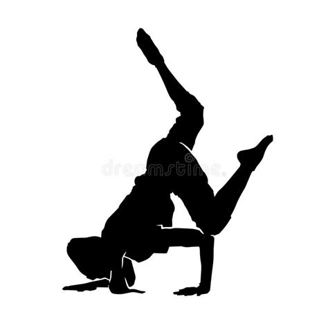 Silhouette Of A Female Dance Performer In Action Pose Stock Vector