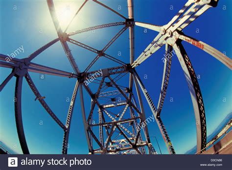 Fisheye View Of A Steel Truss Cantilever Bridge Stock Photo Alamy
