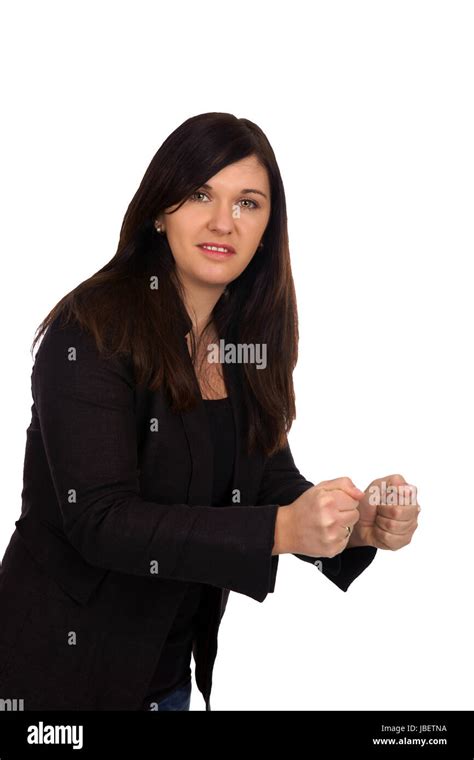 Business Woman With Clenched Fists Stock Photo Alamy