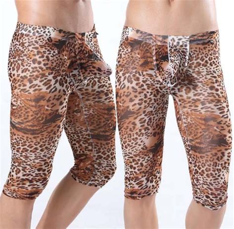 sexy leopard men s small mesh underwear half shorts boxer u briefs design mu312 m l xl