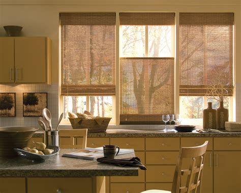 If you want your kitchen windows to stand out, but your style is more eclectic, try woven wood shades. Kitchen Window Covering Ideas - Serving Charleston SC Area