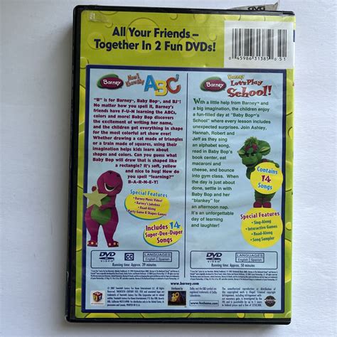 Barney I Know My Abcs Lets Play School 2 Dvd 2008 Baby Bop 28 Songs
