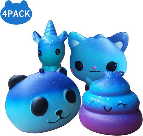 Arpdjk Squishy Kawaii Anti Stress 4 Pack Squishies Jouets Anti Anxiété Pu Galaxiesquishys Slow