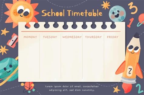 Free Vector Watercolor Back To School Timetable Template