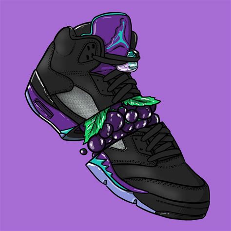 Sneaker Art Jordan V Black Grape Sneaker Art Nike Art Trill Art
