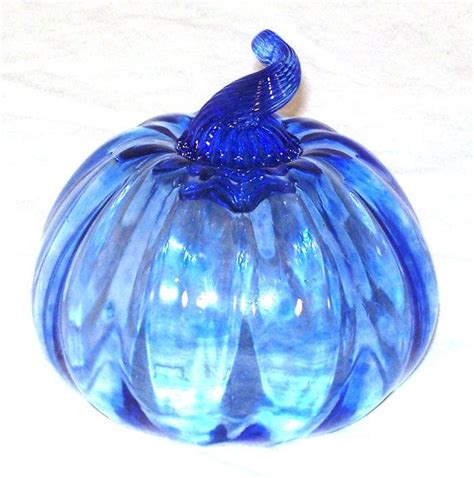 Blown Glass Pumpkin Brilliant Cobalt Blue By Artisan Taylor Etsy