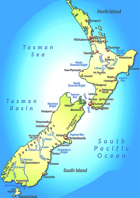 Mapa Da Nova Zelândia Nova Zelândia Mapa Online