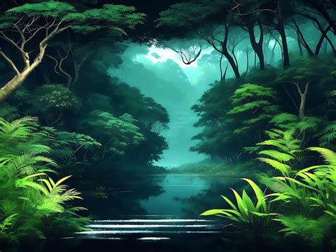 Premium Ai Image African Forest Landscape Background With The River