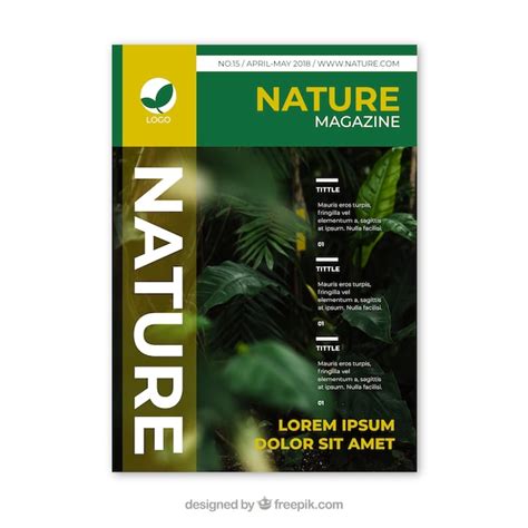 Free Vector Nature Magazine Cover Template With Photo