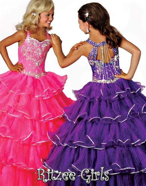 Purple Glitz Princess Girls Pageant Dress Blue Ritzee Girls Pageant