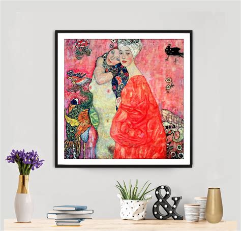 Women Friends By Gustav Klimt Fine Art Print Poster Paper Etsy