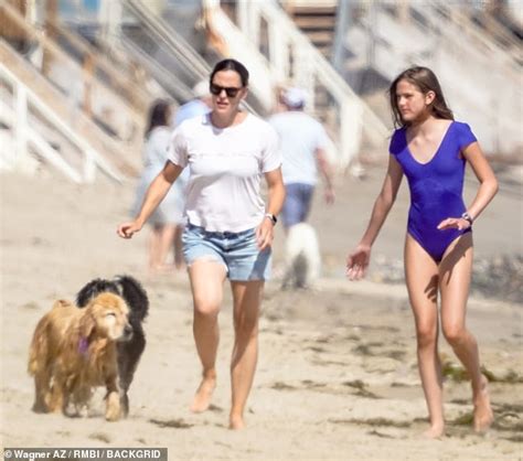 Jennifer Garner And Her Swimsuit Clad Daughter Violet Walk Their Dogs