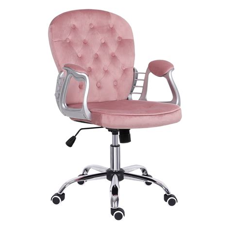 Home Office Chair Computer Desk Armchair Executive Swivel Recliner Velvet Pink Ebay