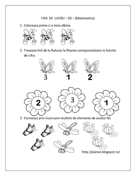 Planse De Colorat Si Fise Pentru Copii Ds Fise De Lucru Cu Insecte Fișe De Lucru
