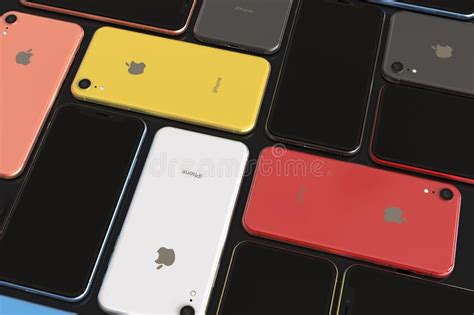Apple Iphone Xr All Colours Mosaic Arrangement Blank Screen Editorial