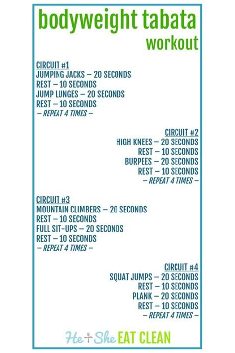Tabata Workout Plan With Weights