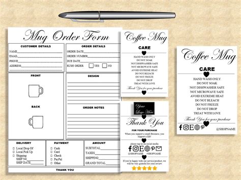 Editable Coffee Mug Crafters Bundle Mug Order Form Coffee Etsy