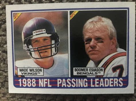 1989 Topps 1988 Passing Leaders Wade Wilson Vikings Boomer Esiason