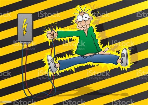 Cartoon Man Gets An Electric Shock Stock Vector Art And More Images Of