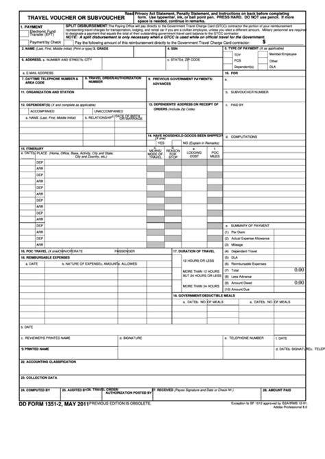 Dd Form 1351 2 Fillable Pdf 1040 Tax Form