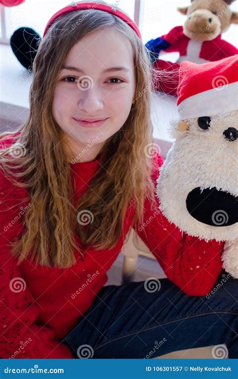 Teenage Girl With Christmas Presents Stock Image Image Of Christmas
