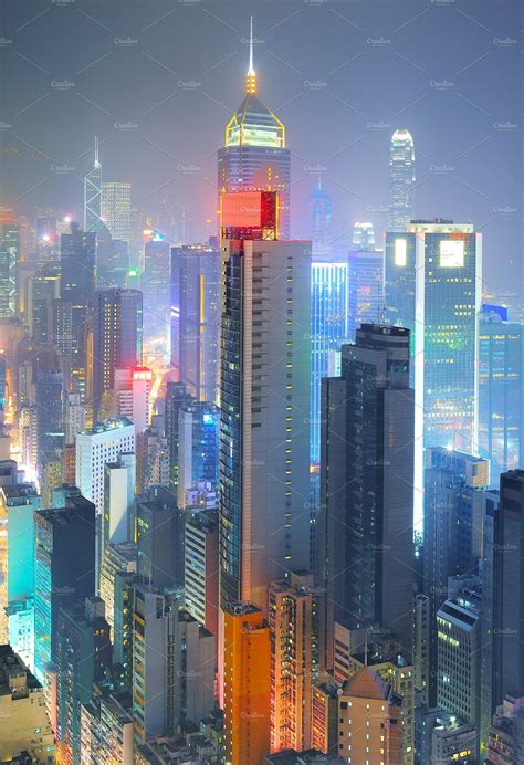 Hong Kong Downtown At Night City Aesthetic City Wallpaper Cyberpunk
