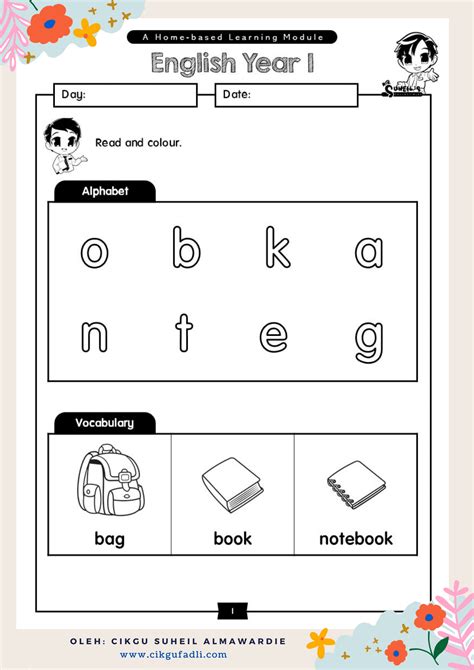 Mewarna Worksheet Lembaran Kerja Bahasa Inggeris Prasekolah Lembaran